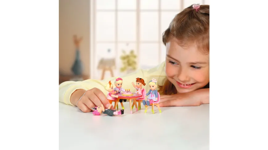 BABY born Minis - Playset Happy Birthday, 7 cm große Puppe Lea mit Tisch, Kuchen, Torte und Stühlen