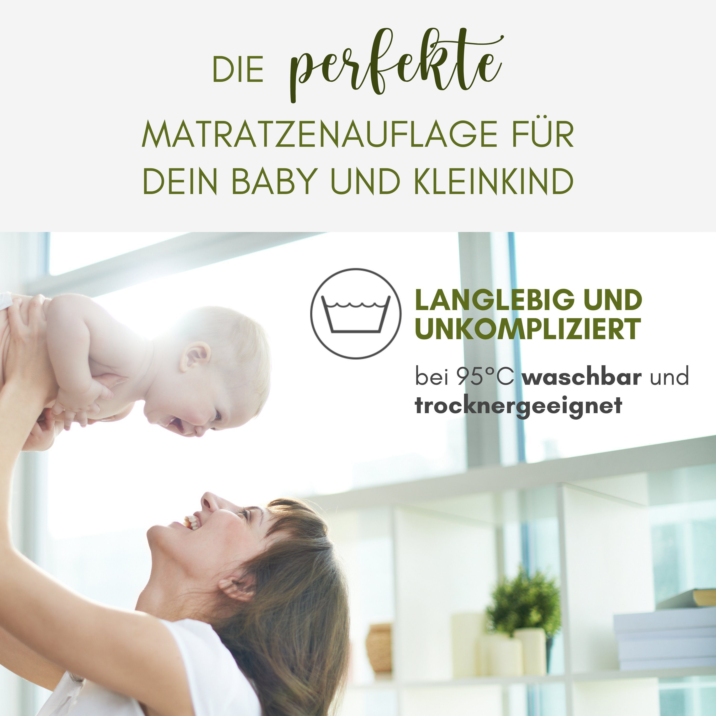 Matratzenschutzbezug Moltonauflage aus 100 Bio-Baumwolle - MADE IN GERMANY NULANI HOME, besonders hautfreundlich und für Allergiker geeignet ÖKOTEX