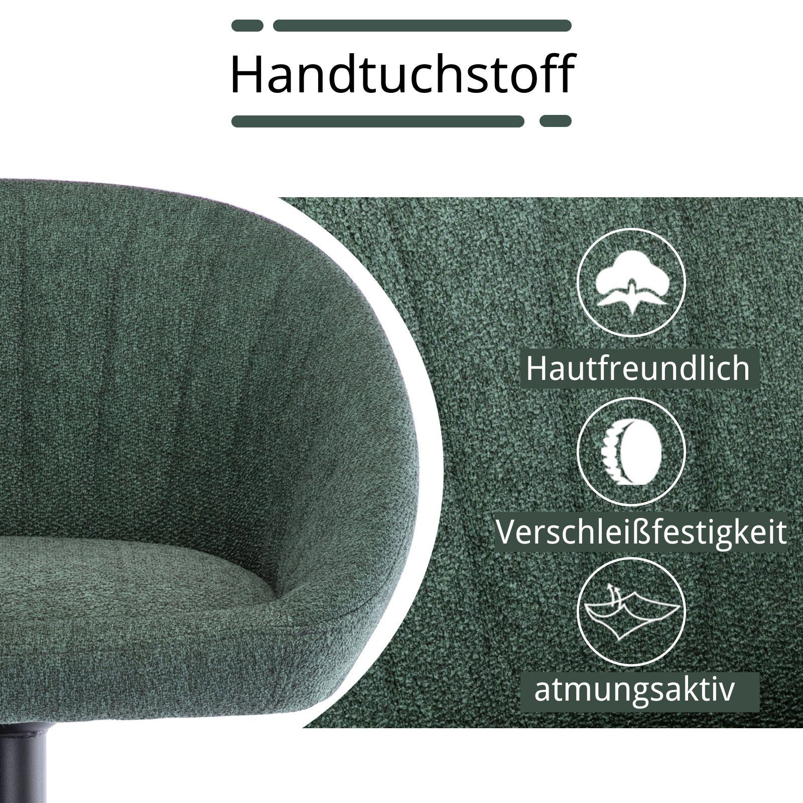 WAHSON OFFICE CHAIRS Barhocker 2er Set Barstuhl aus Stoff Tresenhocker
