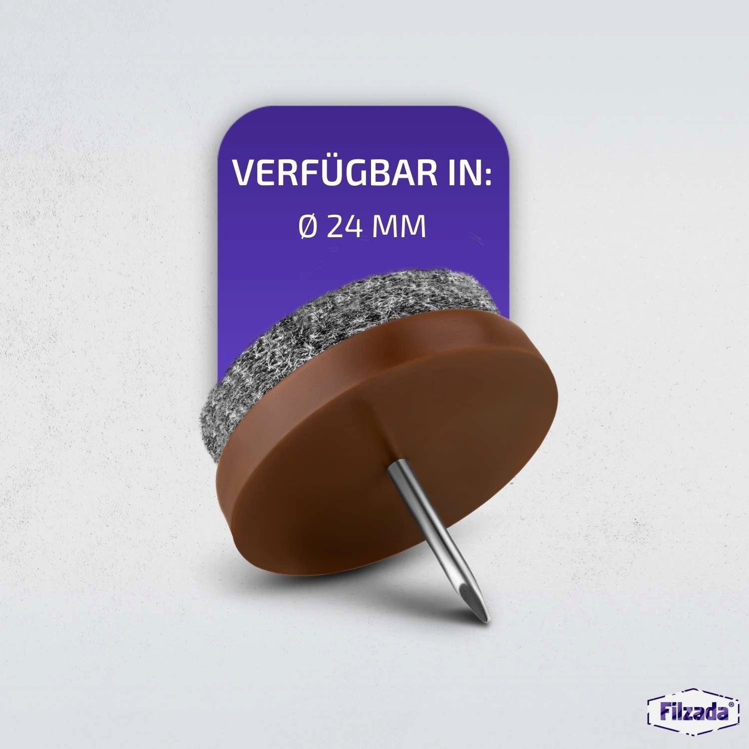 Filzada Filzgleiter 40x Filzgleiter Nagel Ø20mm Filz Möbelgleiter zum Nageln Stuhlgleiter