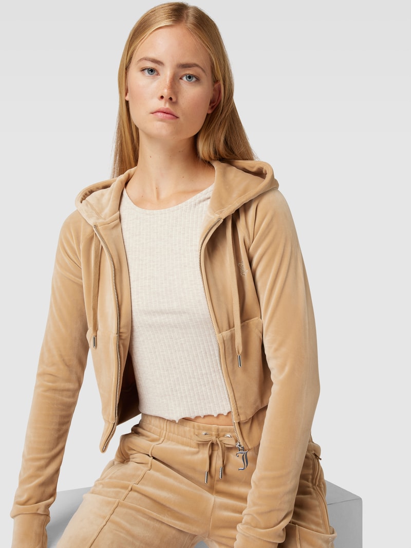 Sweatjacke mit Ziersteinbesatz Modell 'MADISON' in beige