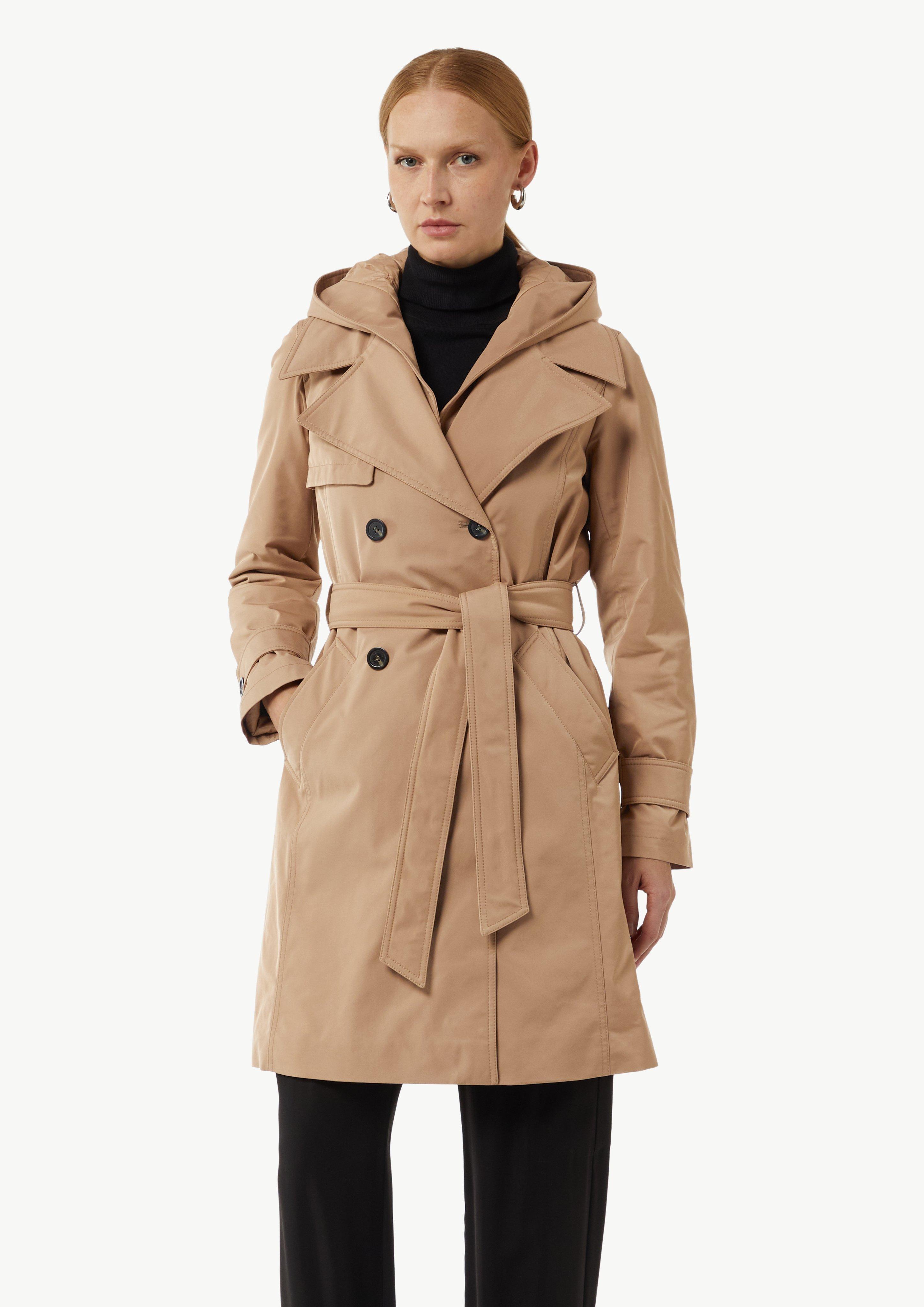 Doppelreihiger Trenchcoat mit gestepptem Innenfutter - sandstein