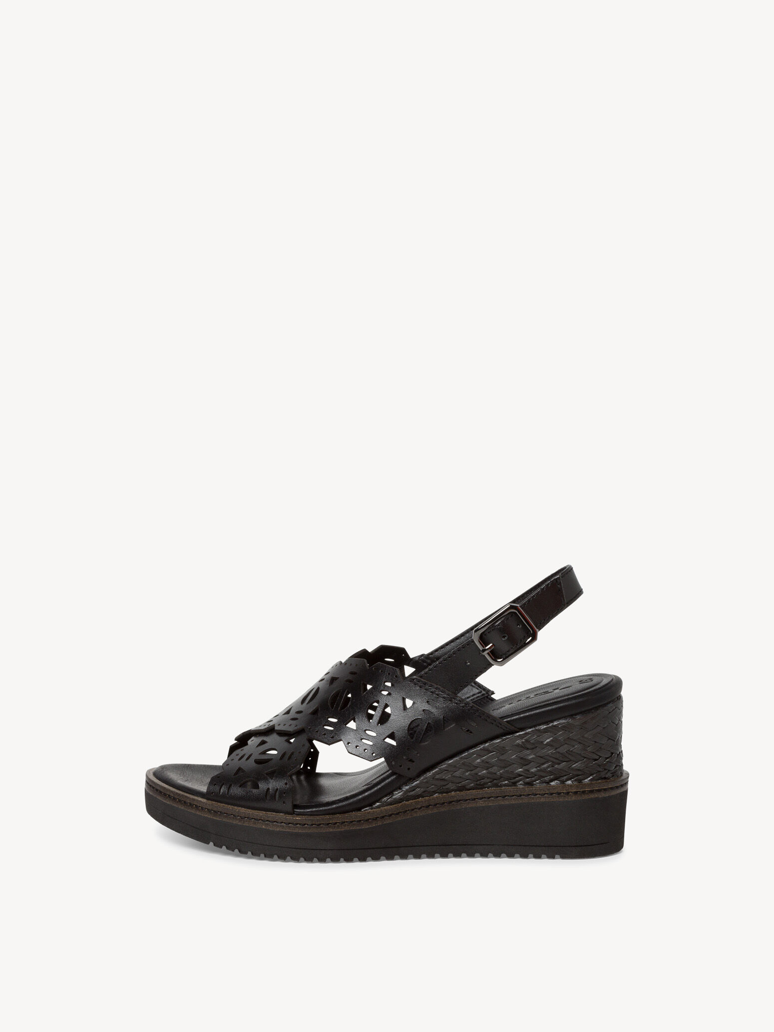 Sandale à talon en cuir - noir