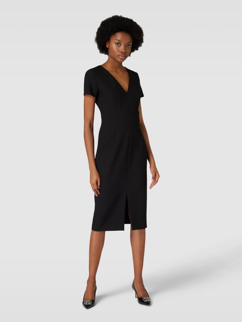 Midikleid mit V-Ausschnitt Modell 'Kalamara' in schwarz