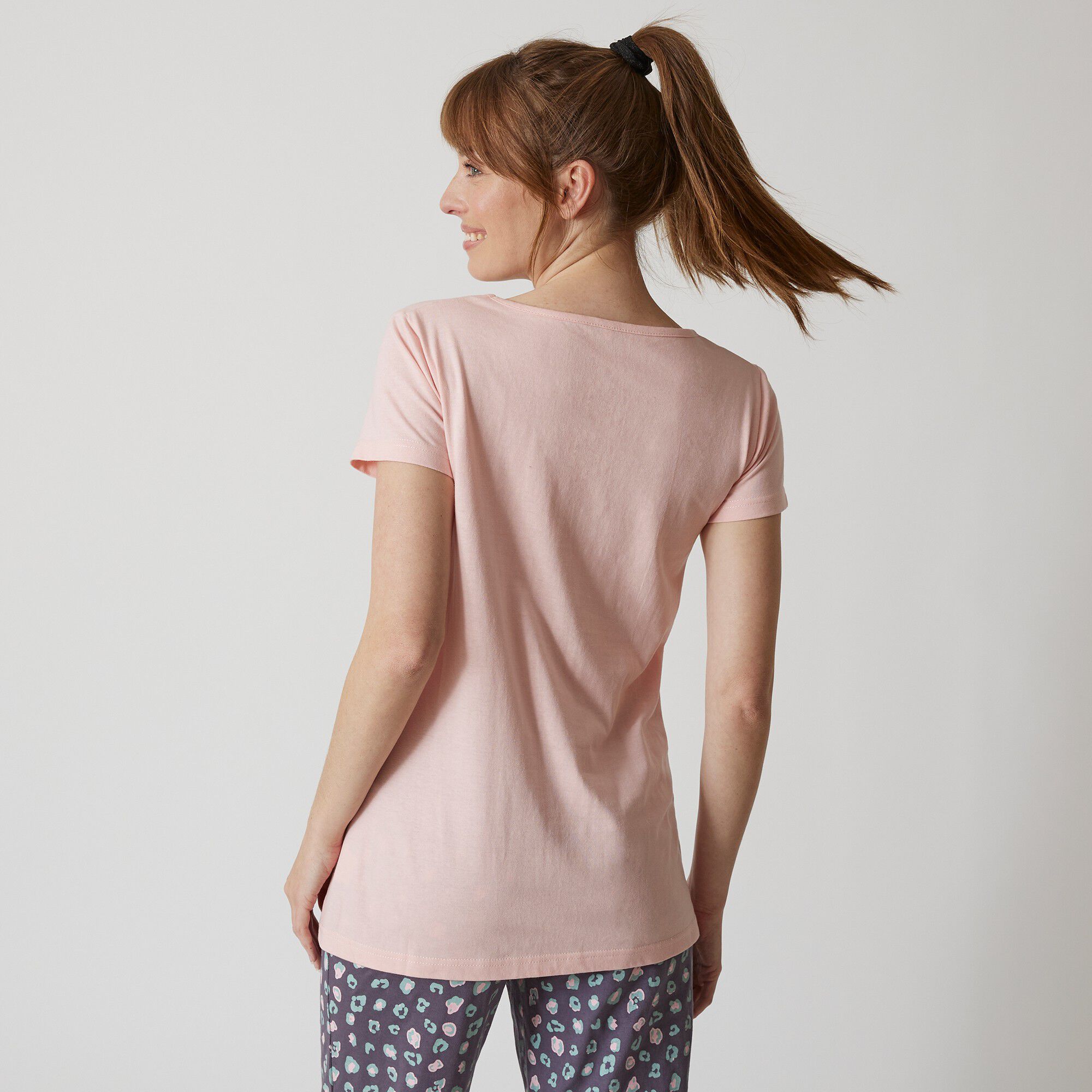 Tee-shirt manches courtes coton uni imprimé placé 