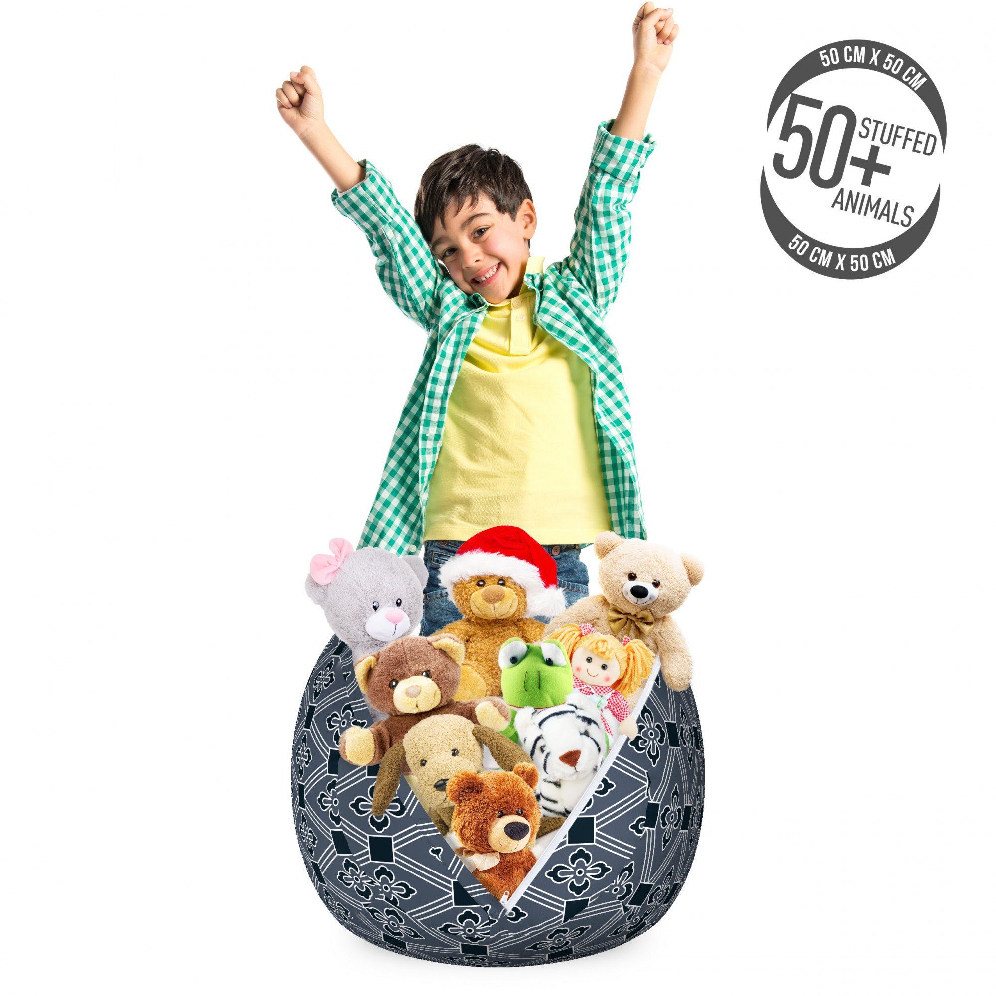 Abakuhaus Spielzeugtruhe Gefüllter Tier Organizer Waschbare Tasche für Kinder, japanisch Blumendiamant-Linie