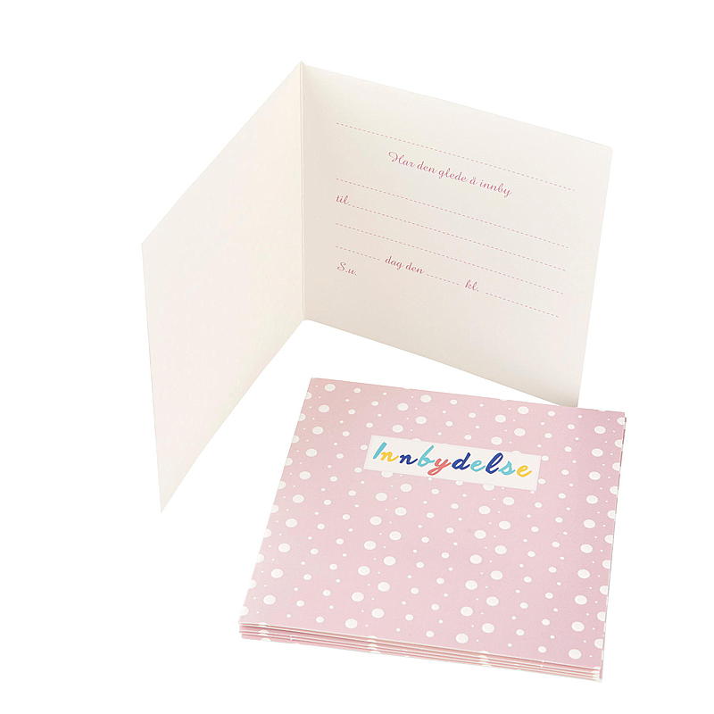 Invitasjonskort m/konvolutt 6-pk doble rosa