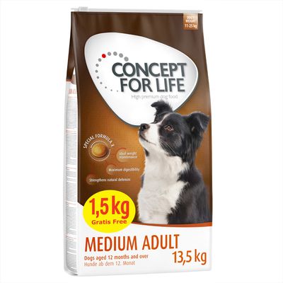 12 + 1,5 kg gratis! 13,5 kg Concept for Life für Hunde im Bonusbag