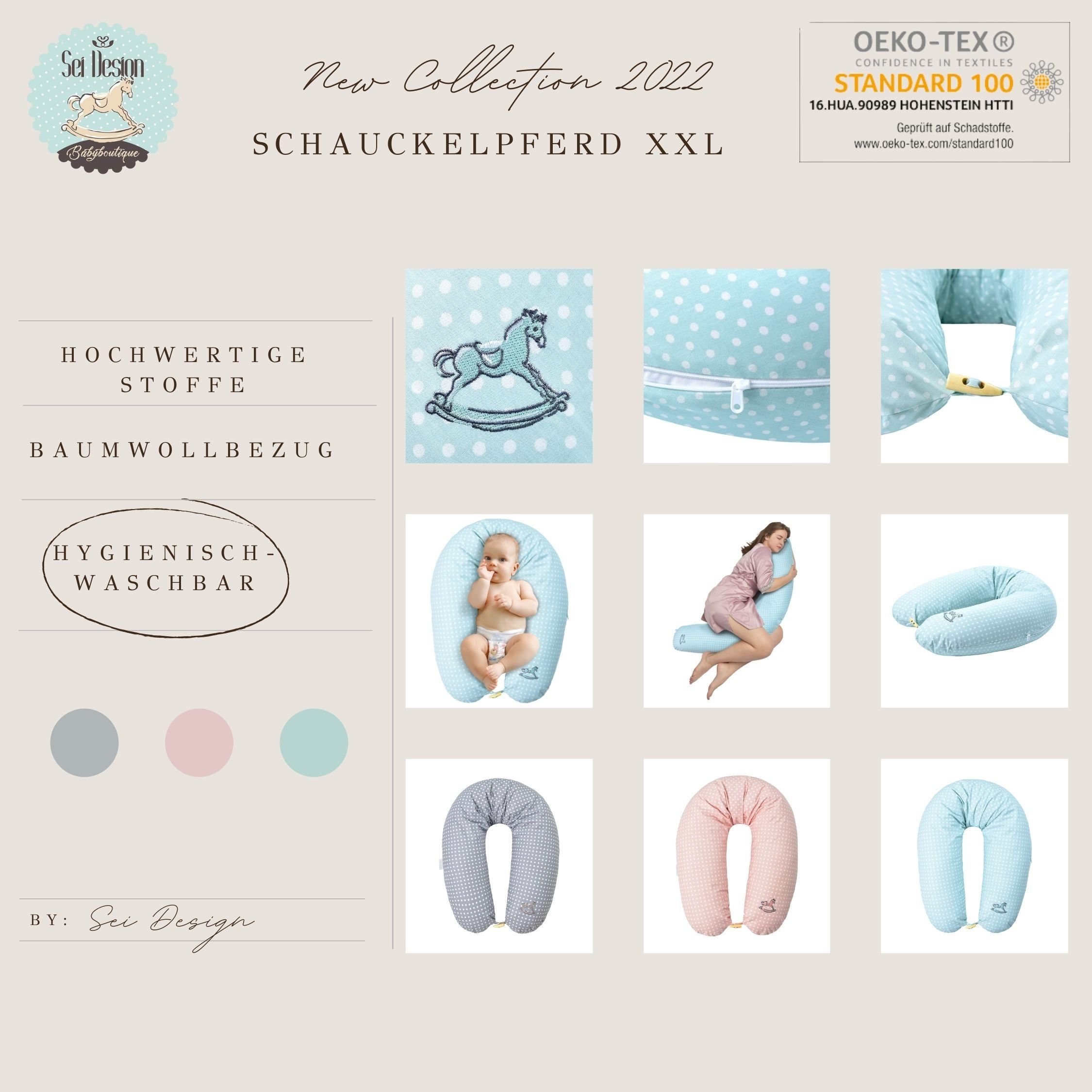 SEI Design Stillkissen Seitenschläferkissen Babynestchen Kuschelnest 170x30 cm, Schwangerschaftskissen mit Bezug, Bezug 100% Baumwolle