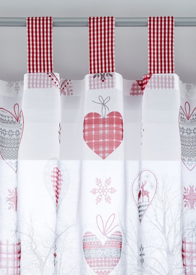 Gardine mit Herz Druck (1er Pack)