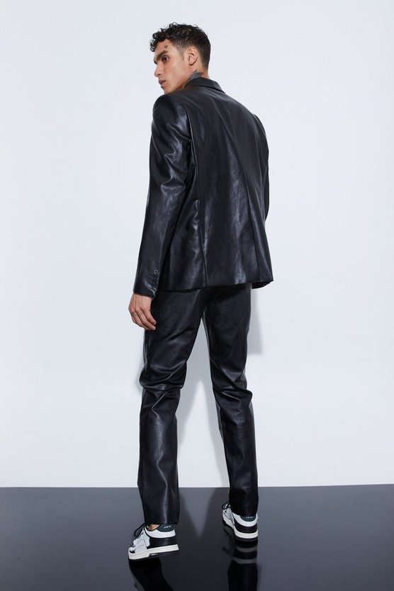 Oversize PU-Blazer mit Schal-Kragen