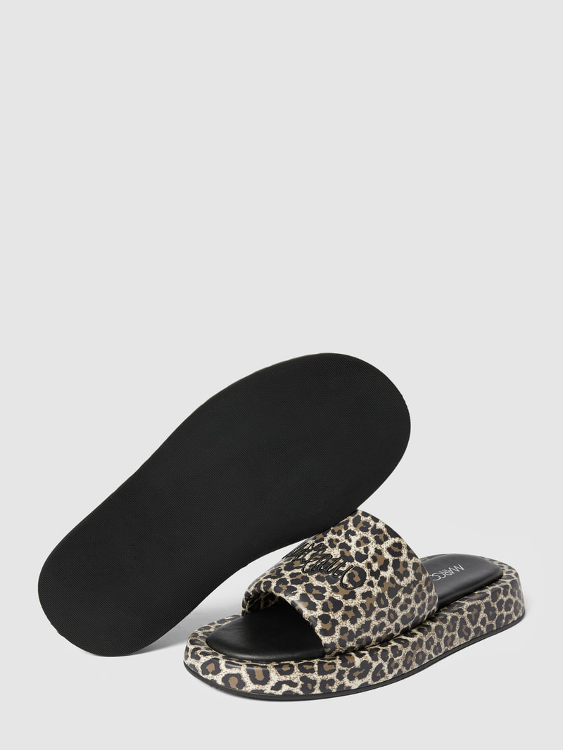 Slides mit Animal-Print in schwarz