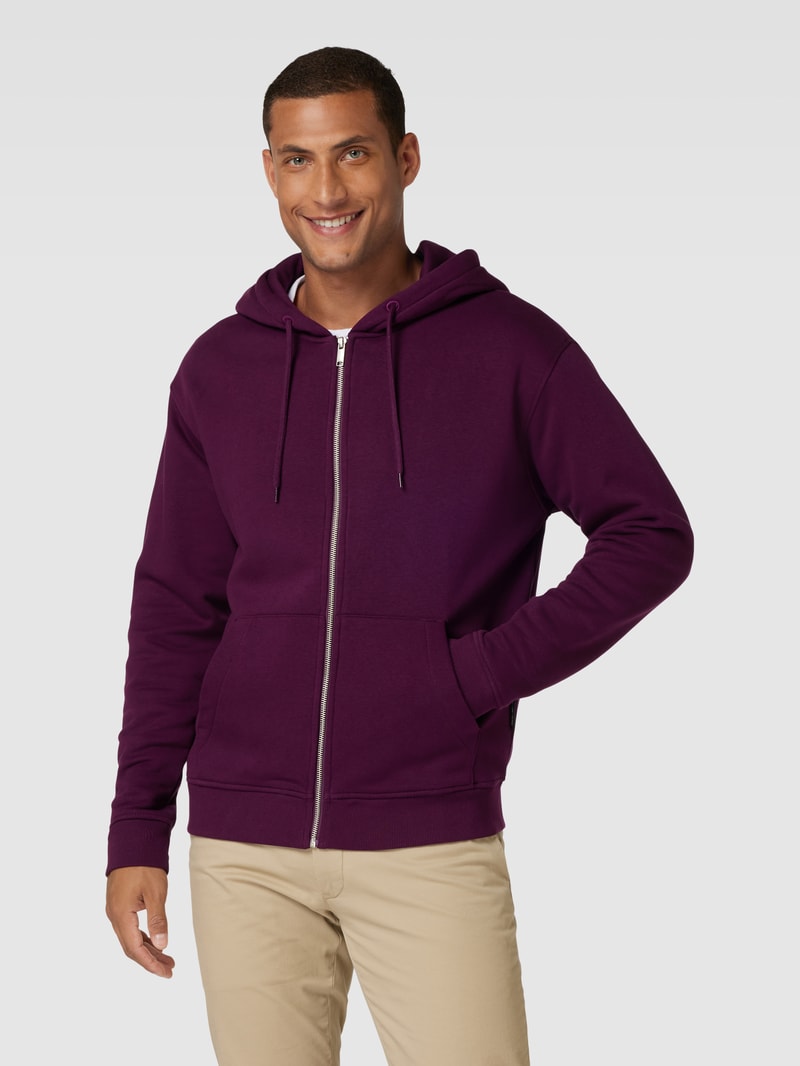 Sweatjacke mit Kapuze in aubergine
