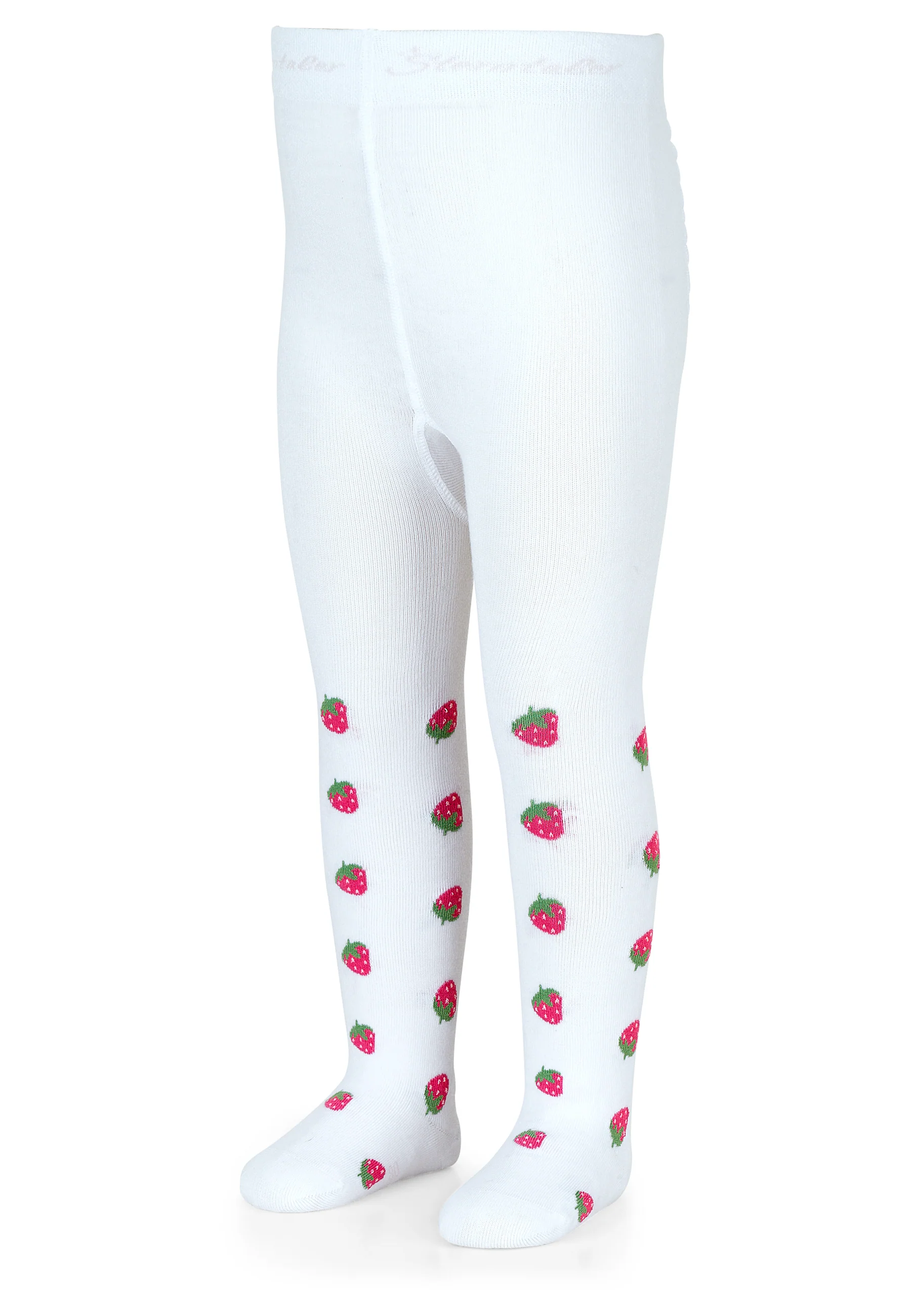 Strumpfhose Sommer mit Motiv Erdbeeren in weiß