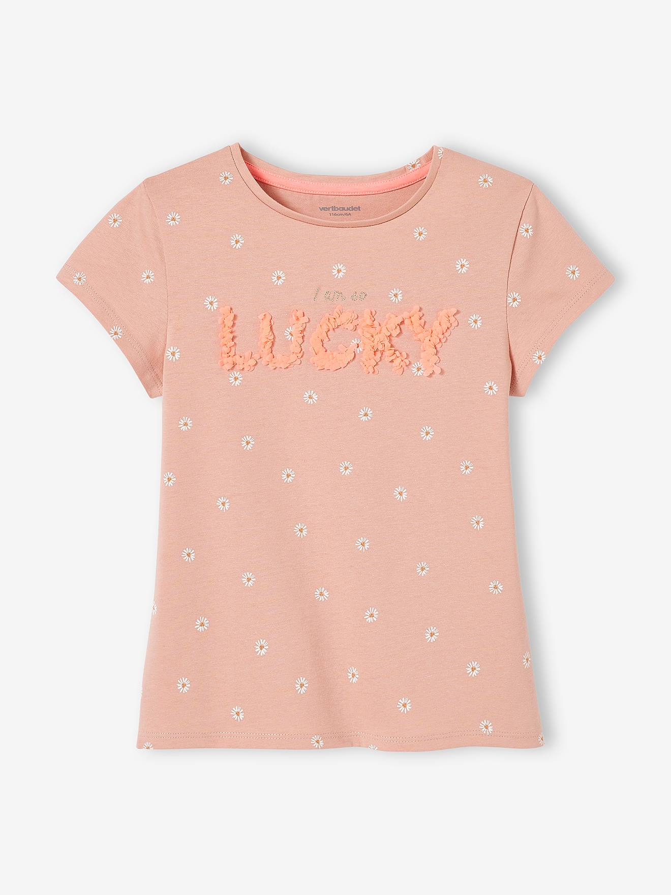 T-shirt imprimé animation relief fille terracotta
