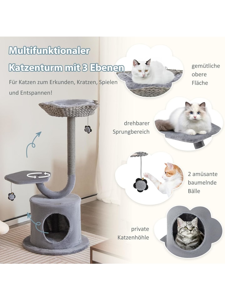 COSTWAY 106 cm Katzenbaum in Grau günstig kaufen onesize