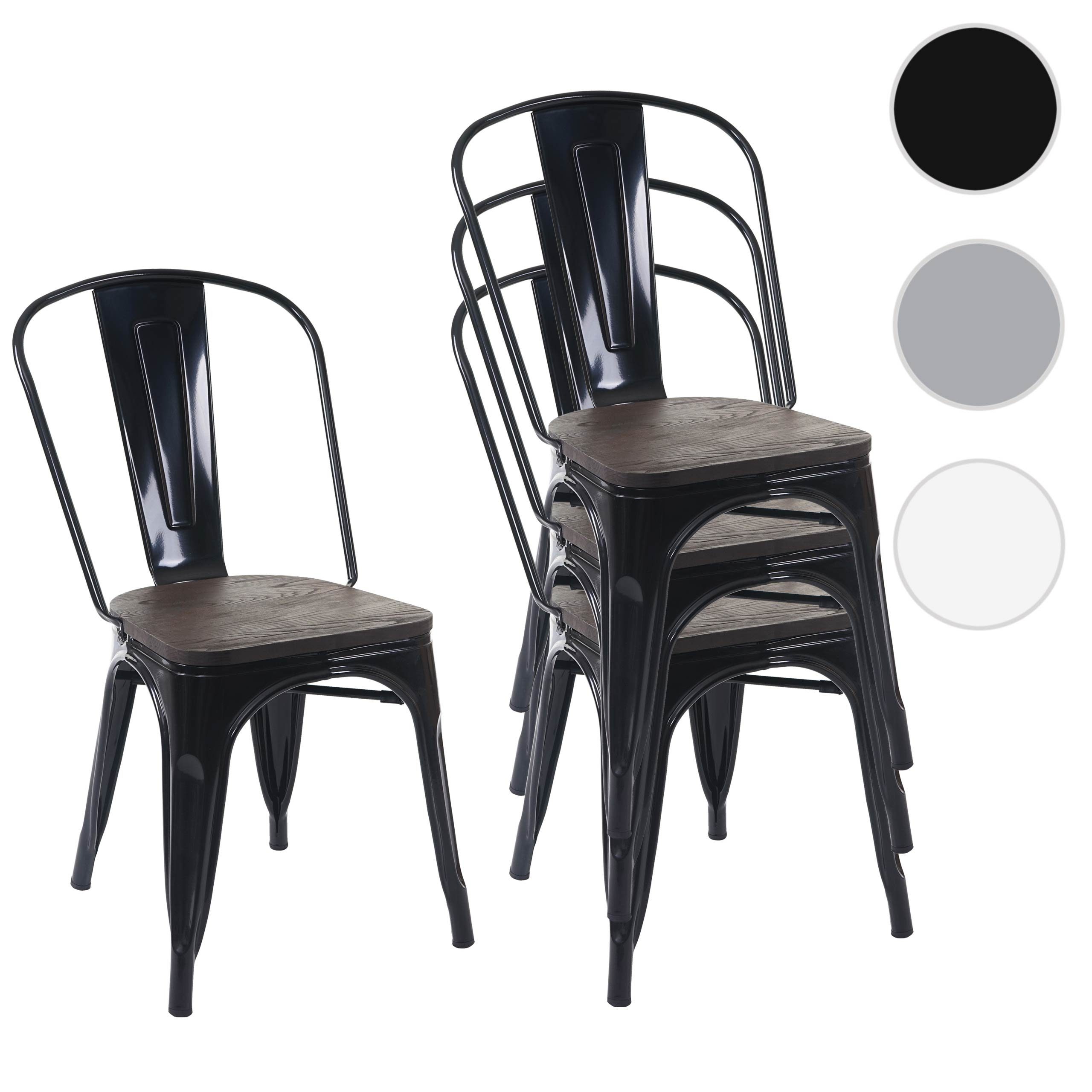 MCW Stapelstuhl MCW-A73-Ho (Set, 4 St), 4er-Set, stapelbar, Querstreben für zusätzliche Stabilität