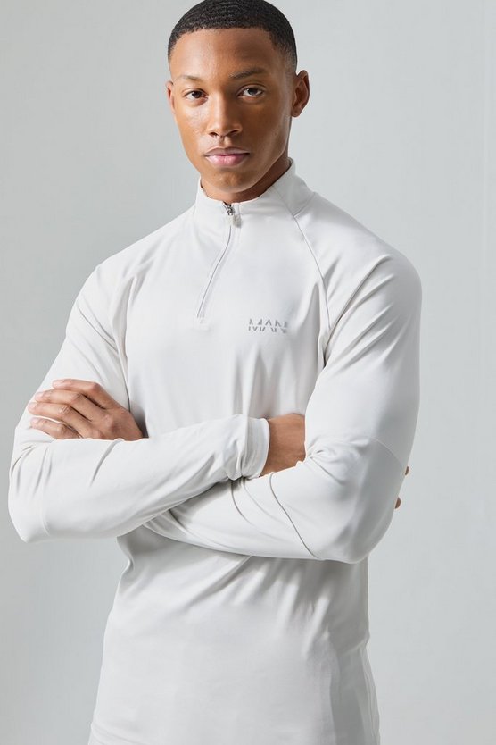 Man Active Raglan Trainingsoberteil mit 1/4 Reißverschluss