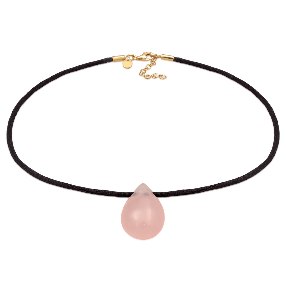 Elli PREMIUM Elli PREMIUM Collier Femmes Choker Goutte Pendentif Satin avec Quartz Rose en arg collier