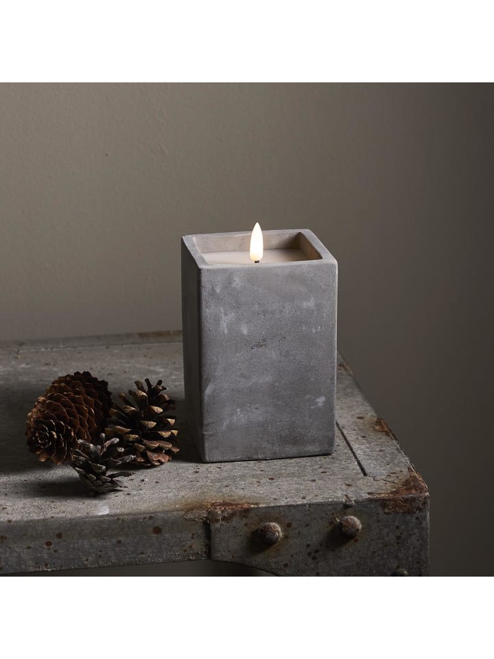STAR Trading LED Blockkerze ,Flamme Cem', Zement, grau, 14,5cm günstig kaufen onesize