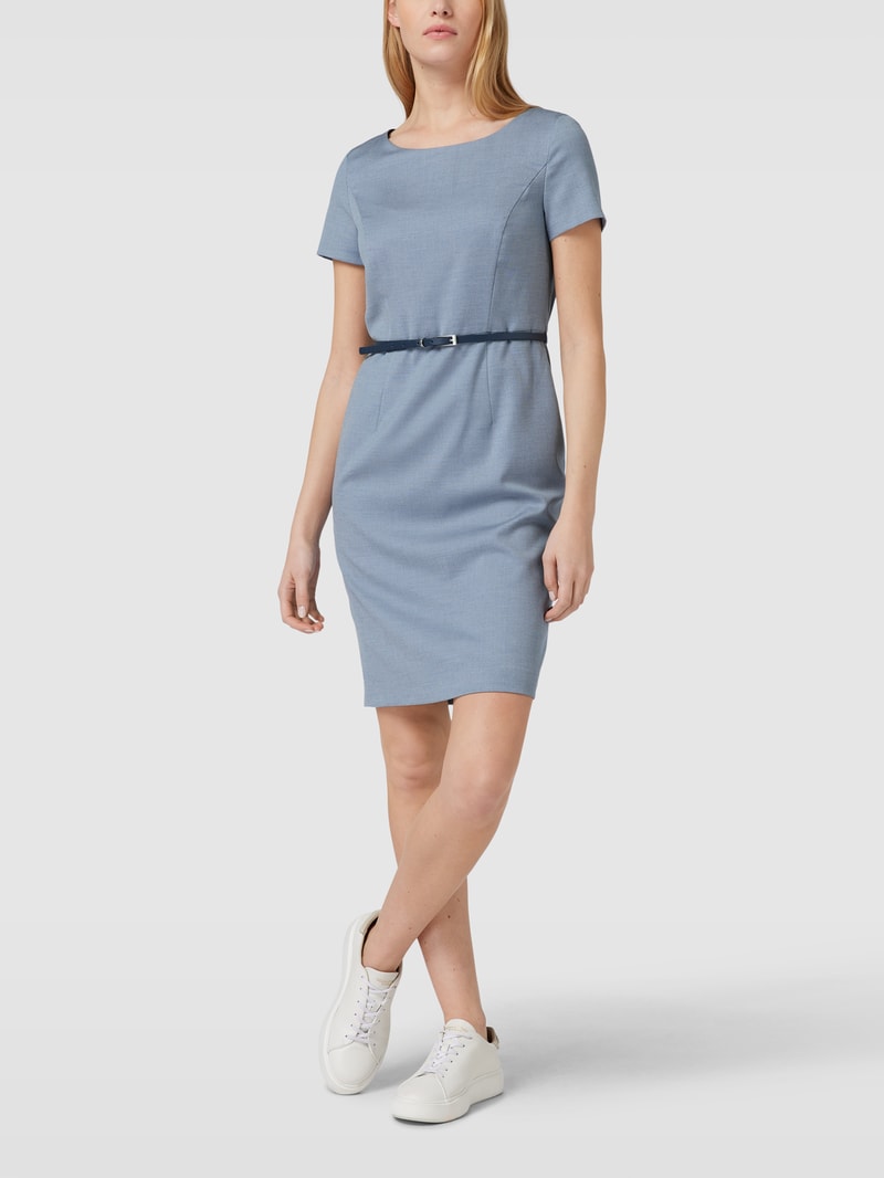 Blusenkleid mit feinem Muster in marineblau meliert