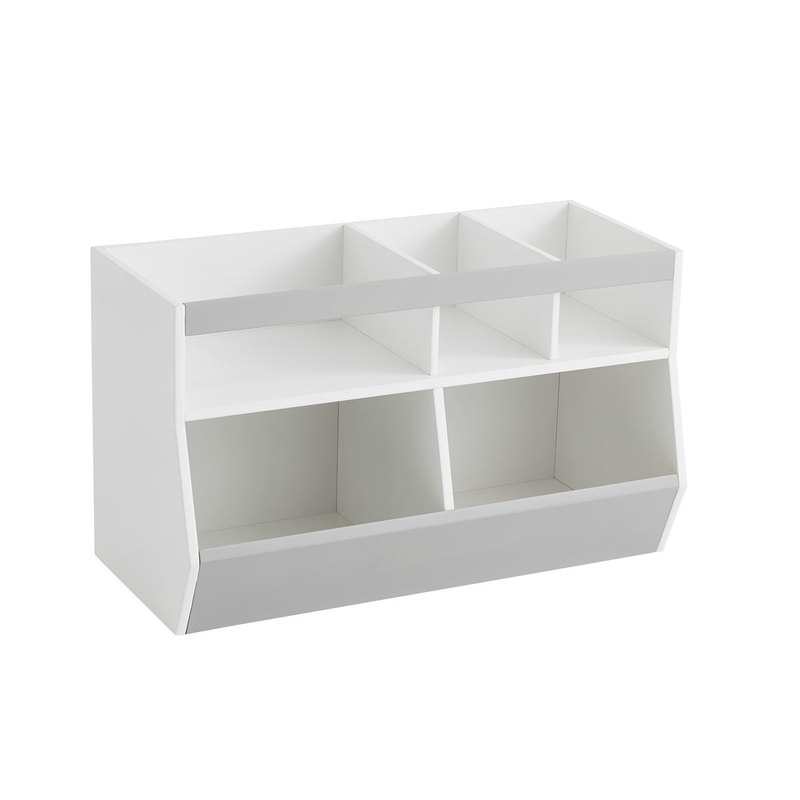Rangement combiné jouets et livres blanc et gris Oxybul