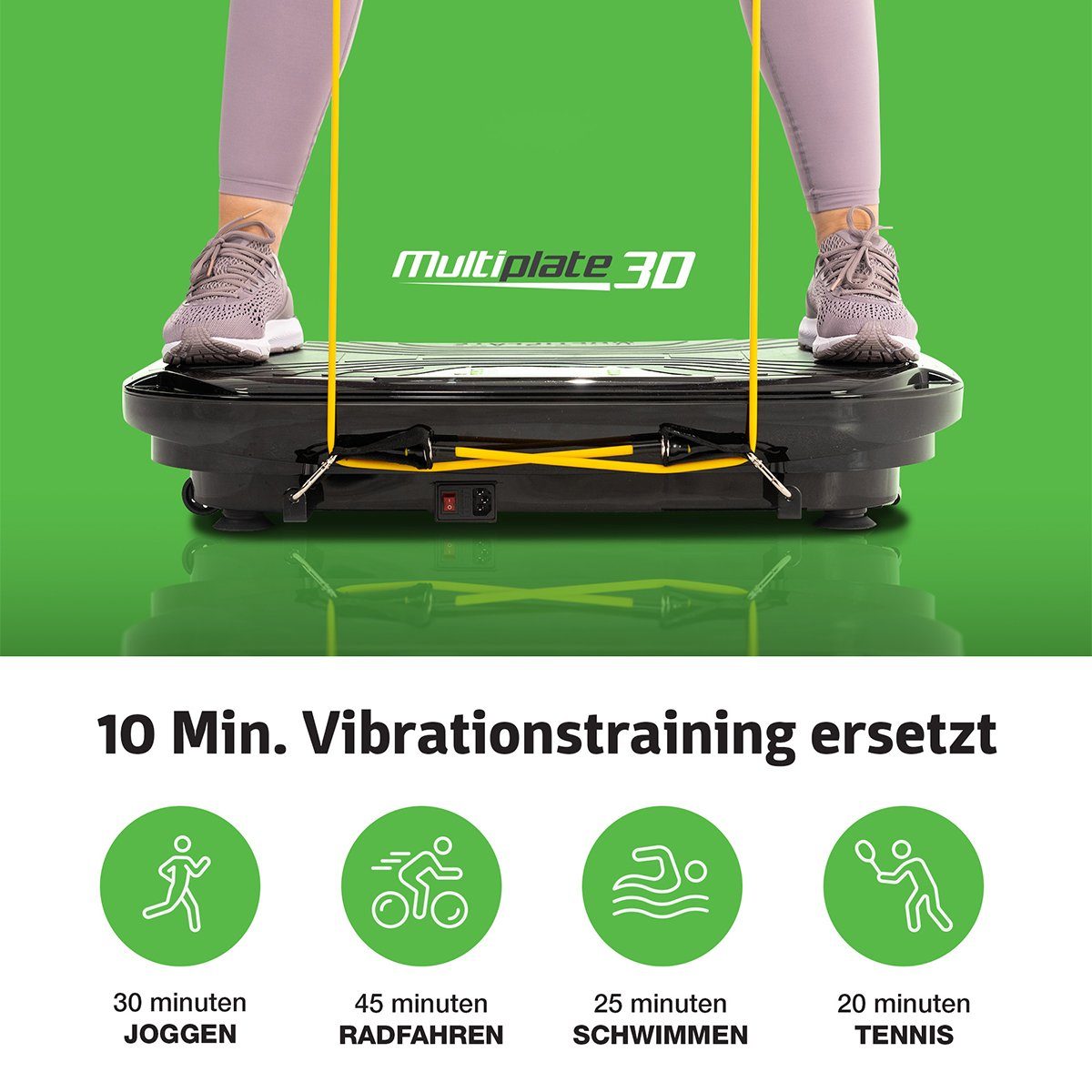 Donnerberg Vibrationsplatte Sport MP-999 SET, 500,00 W, 32 Intensitätsstufen, (2 tlg), 3 Vibrationsarten + Zubehör für Ganzkörpertraining + Sitz