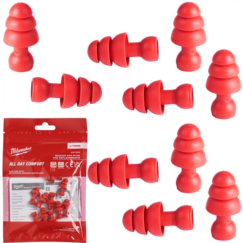 Dopuri de urechi de schimb din TPR Milwaukee Accessories 4932478549 - 5 perechi