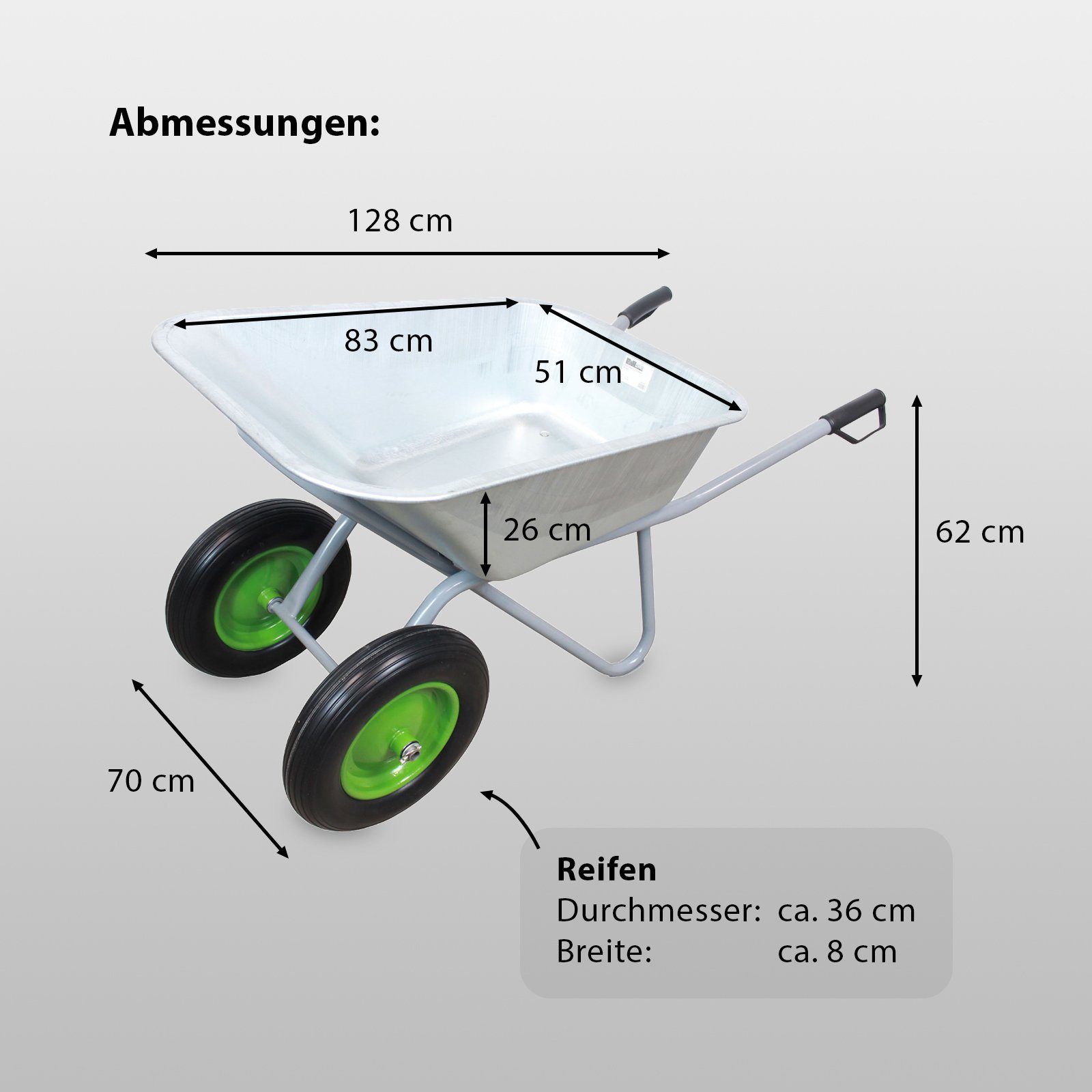 TRUTZHOLM Schubkarre Schubkarre Schiebkarre Gartenkarre Zweiradkarre 2-Rad PU Rad 150l