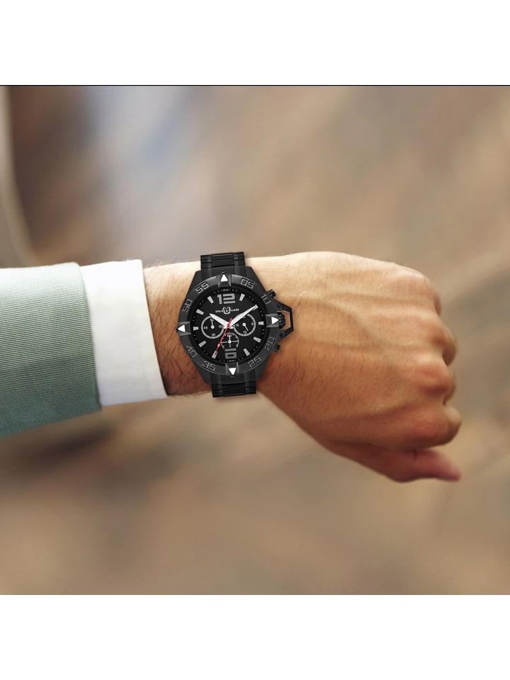 Spears & Walker Herren Quarzuhr schwarz Edelstahl schwarz in schwarz günstig kaufen 23 cm