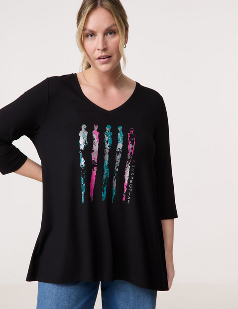 Ausgestelltes 3/4 Arm Shirt mit Frontprint