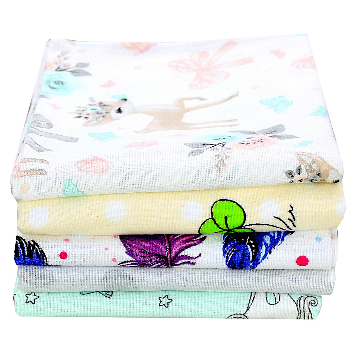 Baby Moltontücher Flanellwindeln 70x80 5er Set für Kinder