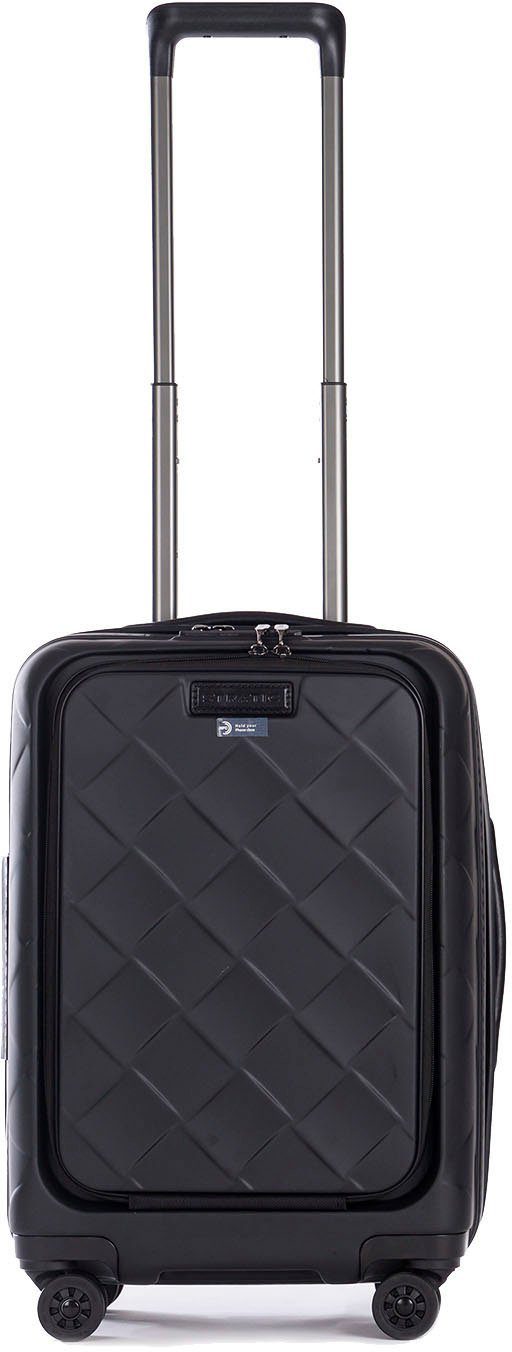Stratic Hartschalen-Trolley Leather&More S mit Vortasche, matt black, 4 Rollen, mit NFC-Chip; Laptopfach
