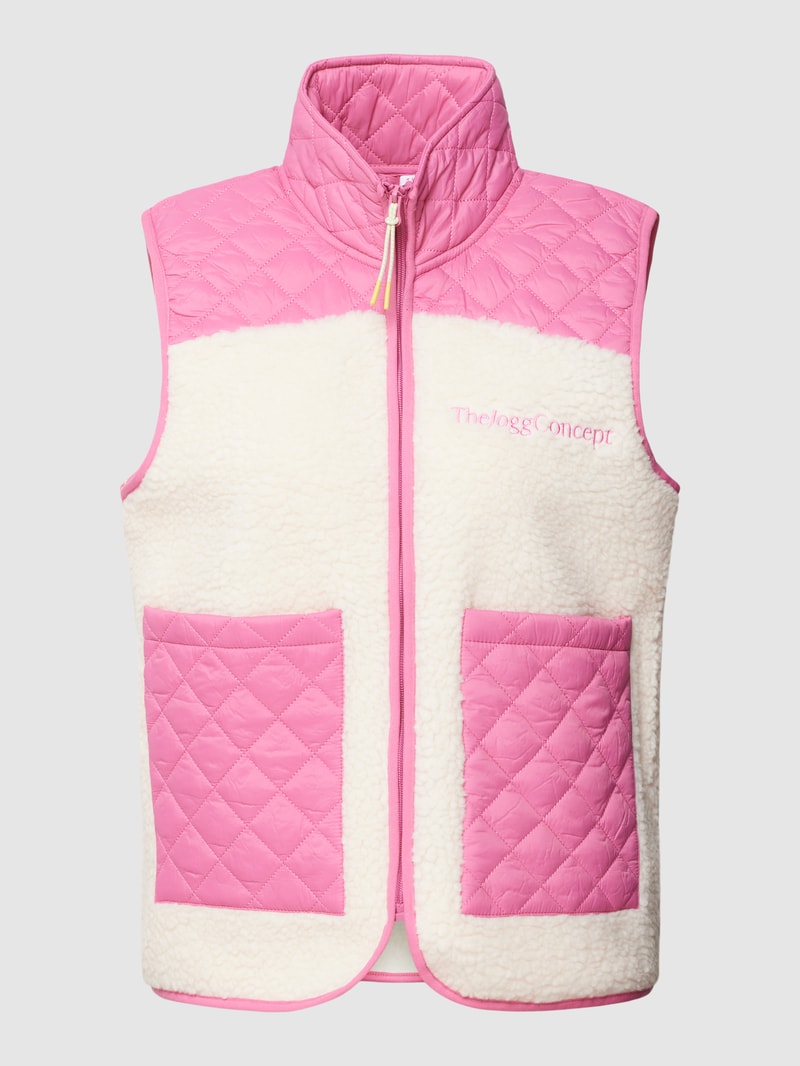Steppweste mit Fleece-Besatz in pink