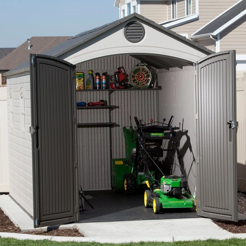 8' wide x 12.5' deep plastic storage shed