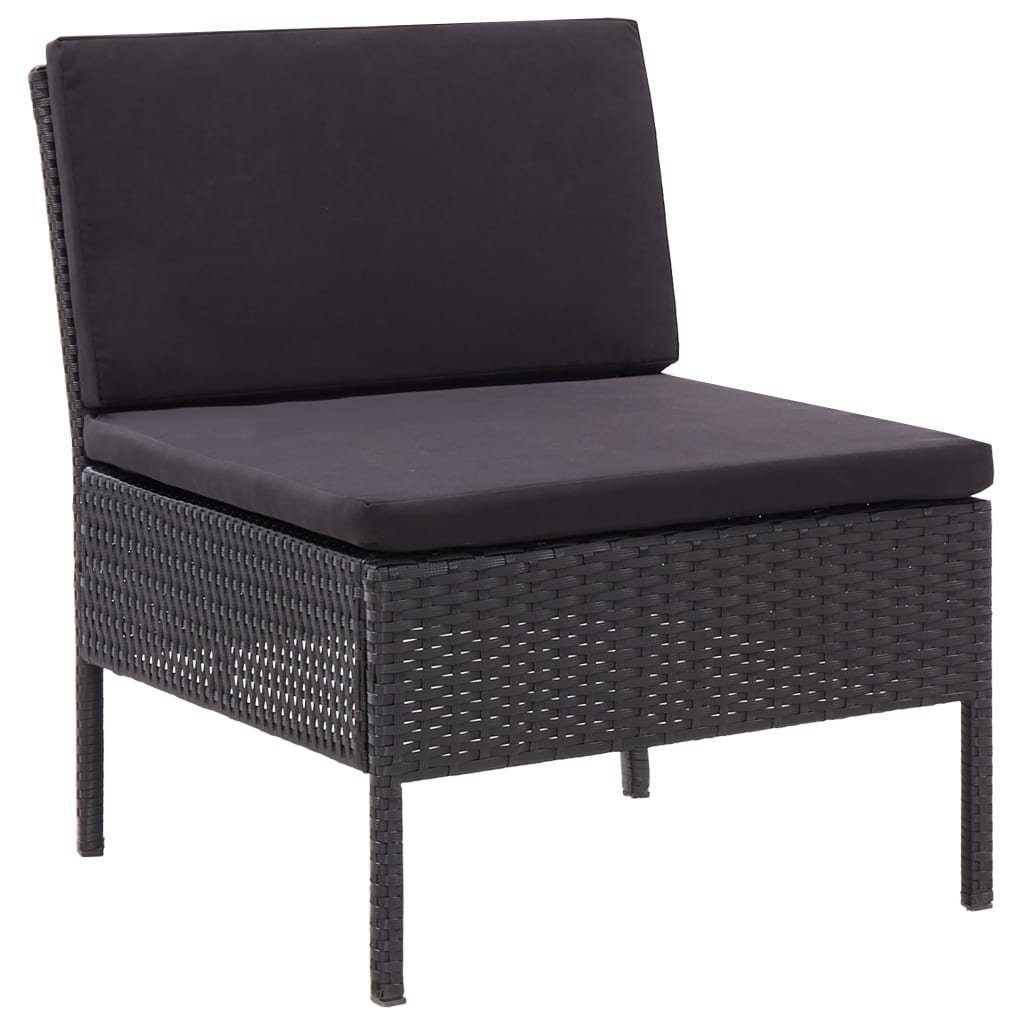 vidaXL Gartenlounge-Set 6-tlg. Garten-Lounge-Set mit Auflagen Poly Rattan Schwarz, (6-tlg)