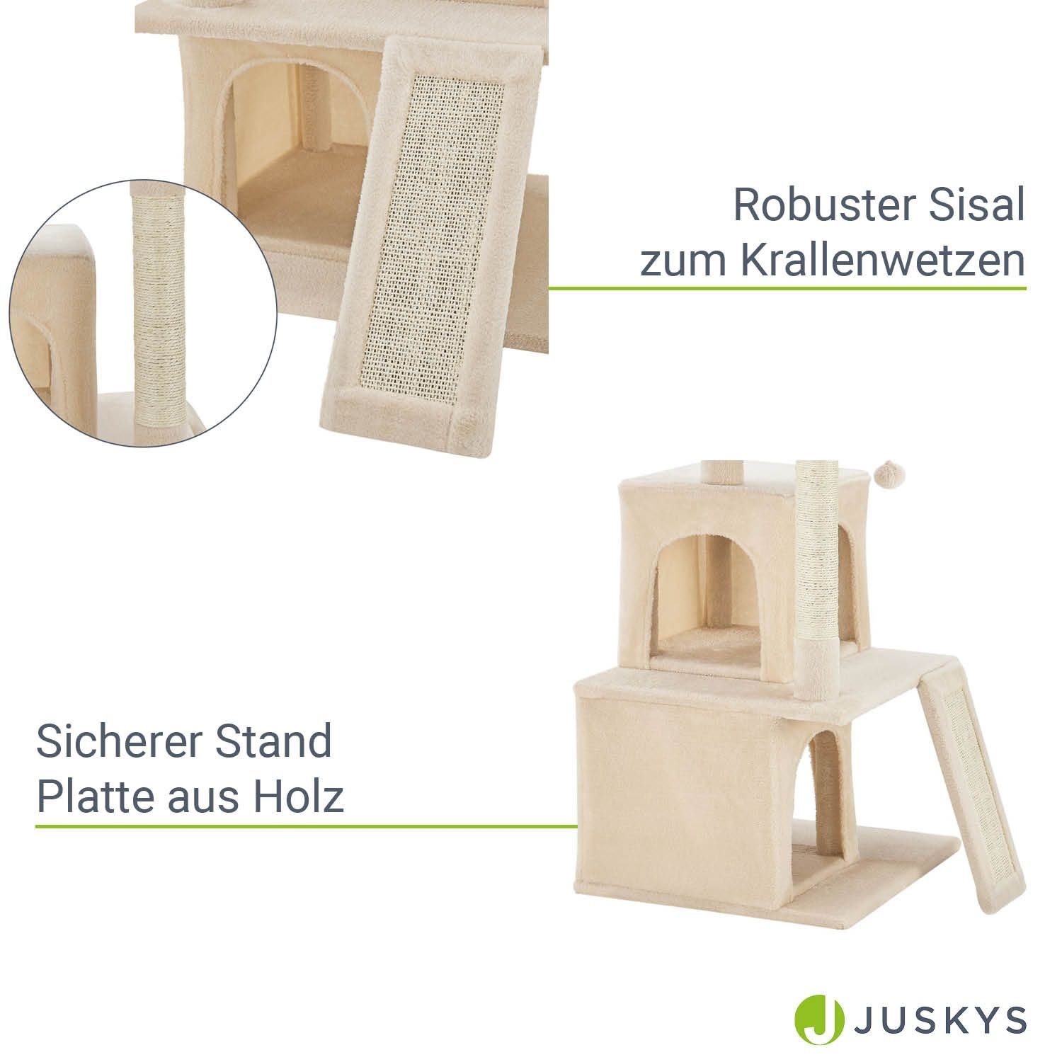 Juskys Kratzbaum Kimmy, Sisal-Stämme, Spielseil mit Kugel und Maus