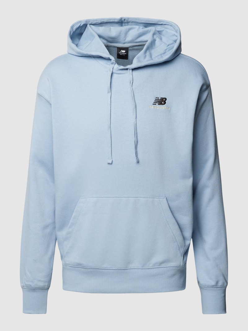 Hoodie mit Logo-Stitching in rauchblau