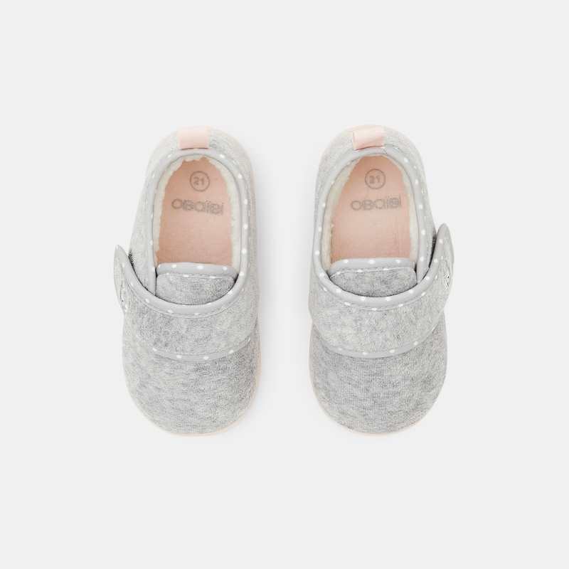 Chausson bottillon fourré gris bébé fille