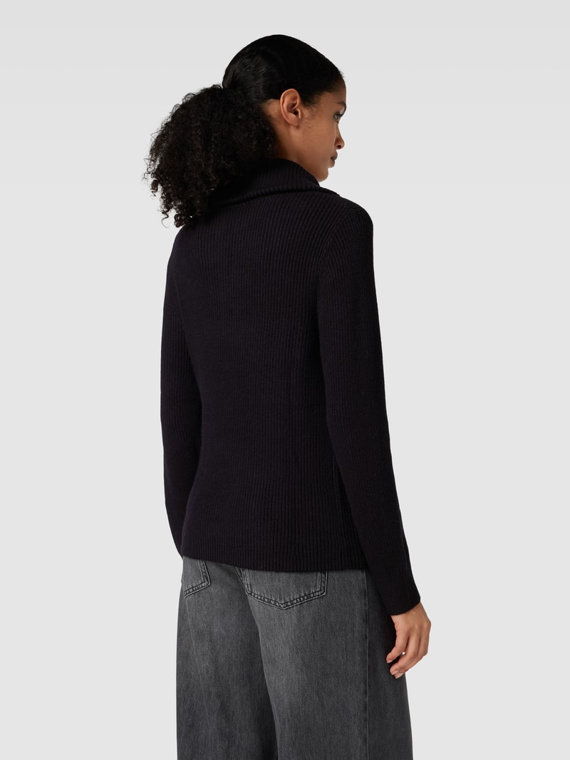 Strickpullover mit kurzem Reißverschluss in schwarz