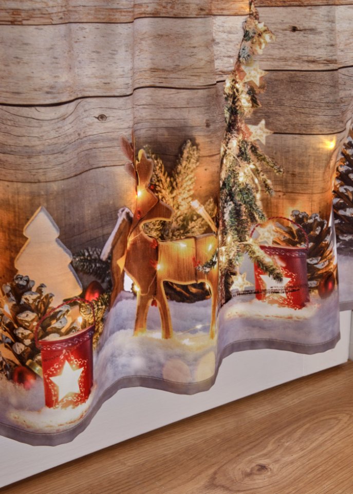 LED Scheibengardine mit Winterlandschaft
