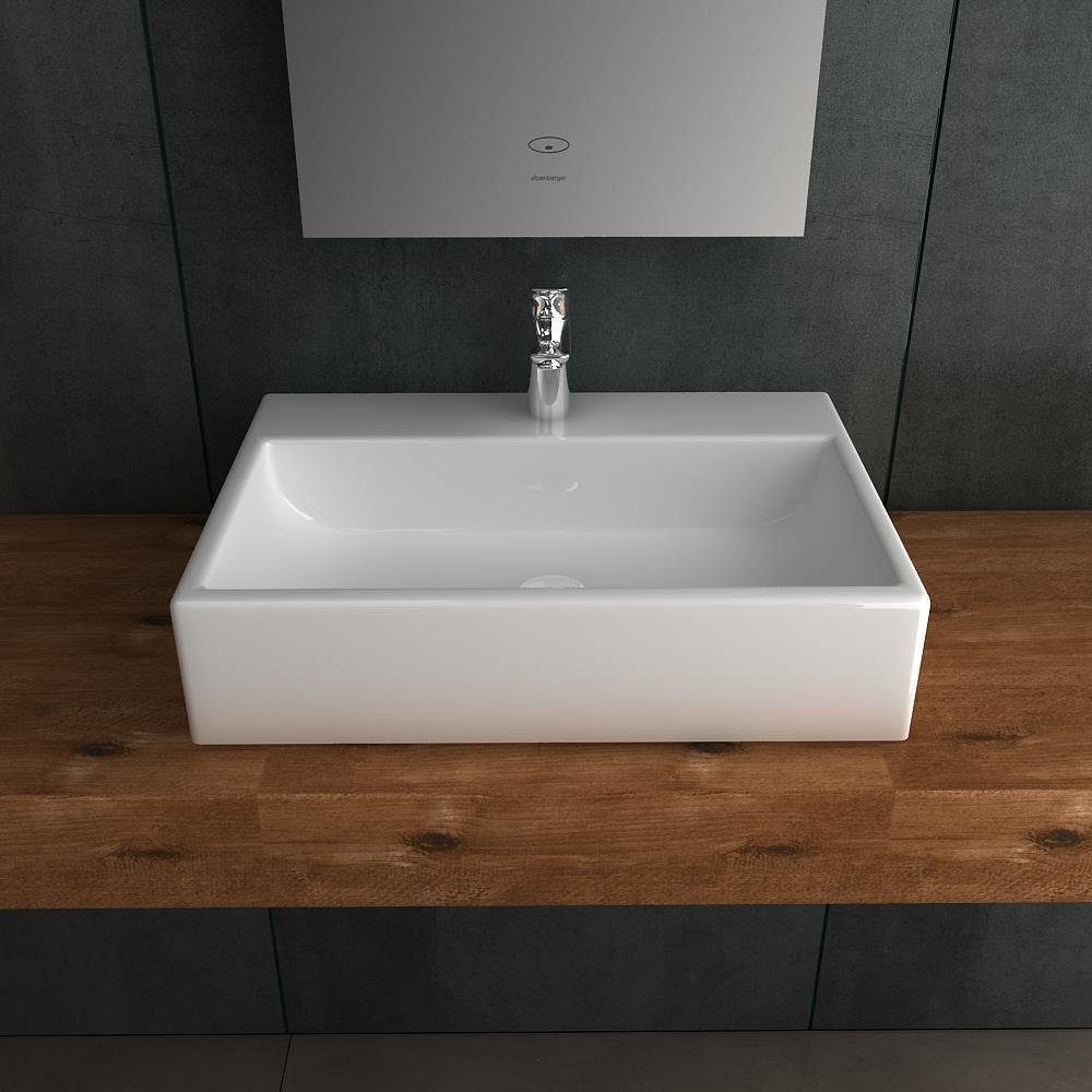 Alpenberger Waschbecken - Keramik Aufsatzwaschbecken & Hängewaschbecken - Eleganter Waschplatz (1-tlg. Set, 1-St., Handwaschbecken Badezimmer), Aufsatzbecken schmutzabweisend & hygienisch mit Nano beschichtet