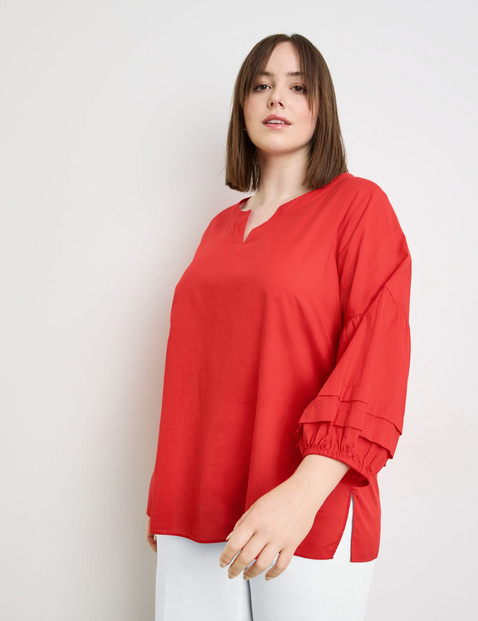 Leichte Baumwollbluse mit Ballonärmeln