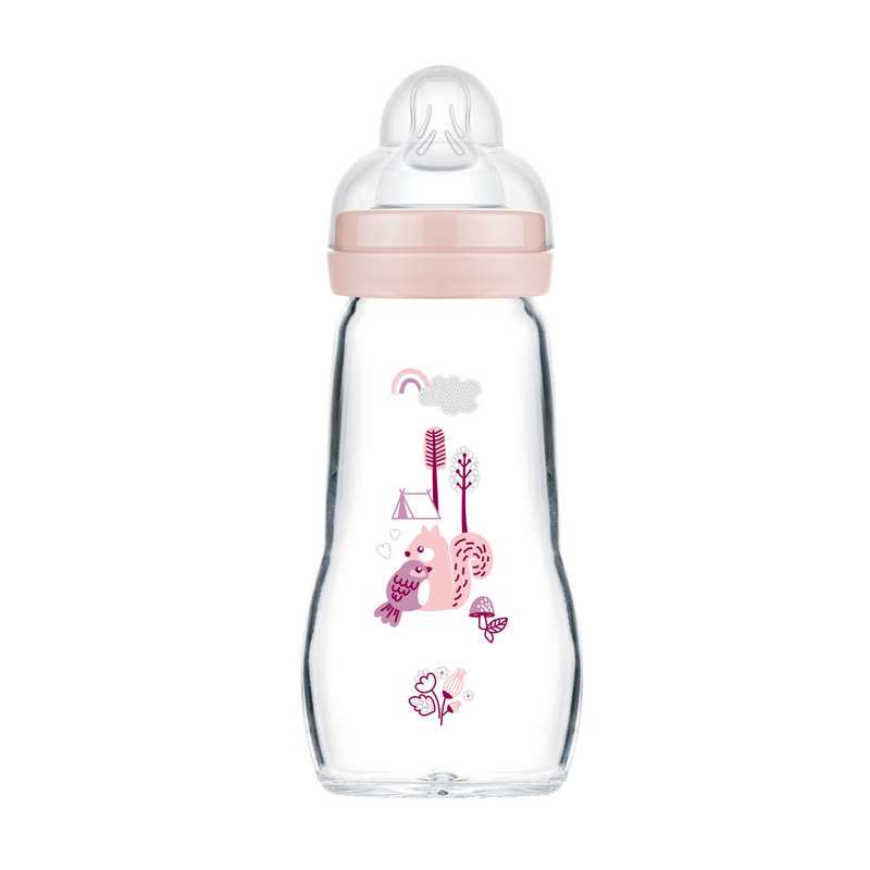 Biberon en verre 260 ml rose MAM