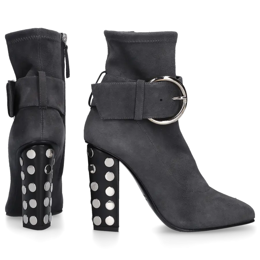 Giuseppe Zanotti - Stiefeletten Kalbsleder Veloursleder Nieten grau - grau