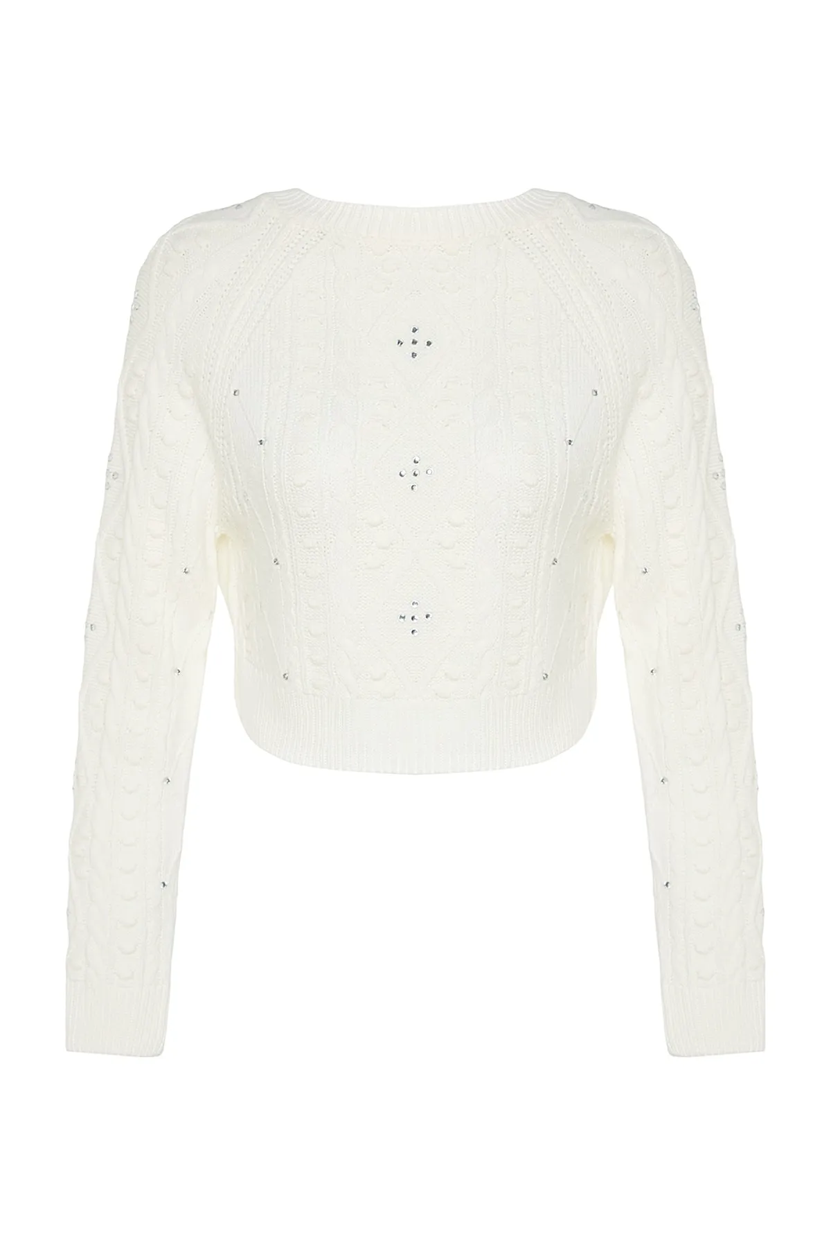 Trendyol Collection  Ecru doppelseitig verwendbarer Strickpullover-Cardigan TWOAW24KZ00144