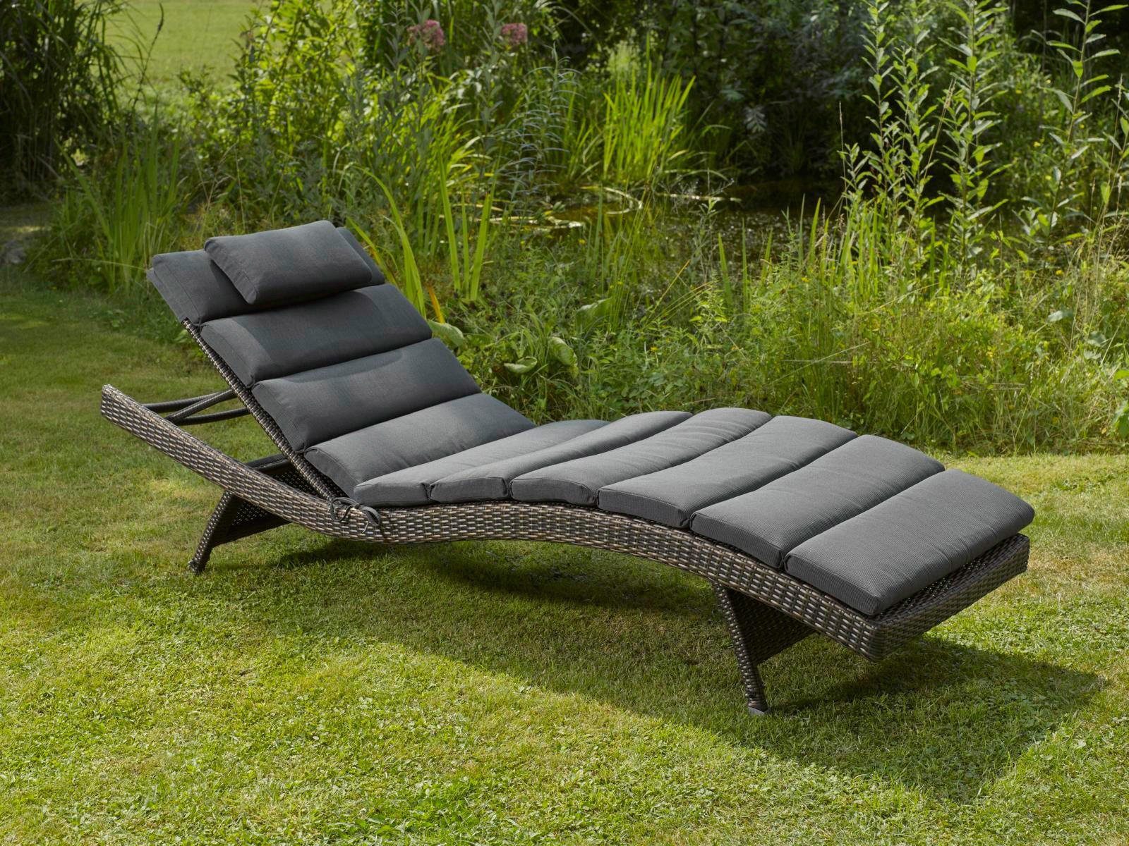 Destiny Gartenliege WAVE, 1-tlg., Stapelliege im Komfortdesign, 206x70x40cm, verstellbar, ohne Auflage