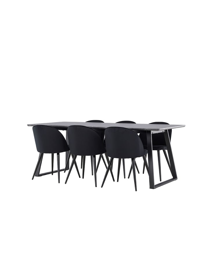 ebuy24 Essgruppe Malaga (7-teilig) Schwarz 200 x 90 cm günstig kaufen onesize