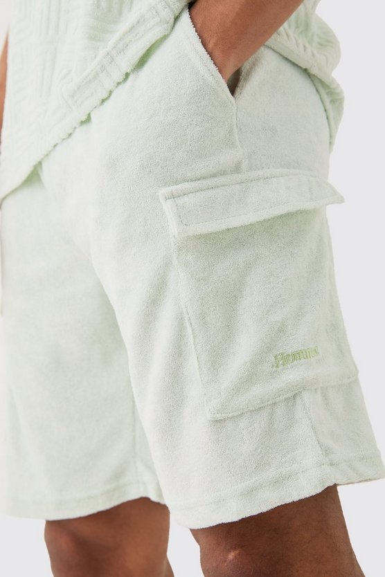 Lockere Homme Frottee Cargo-Shorts