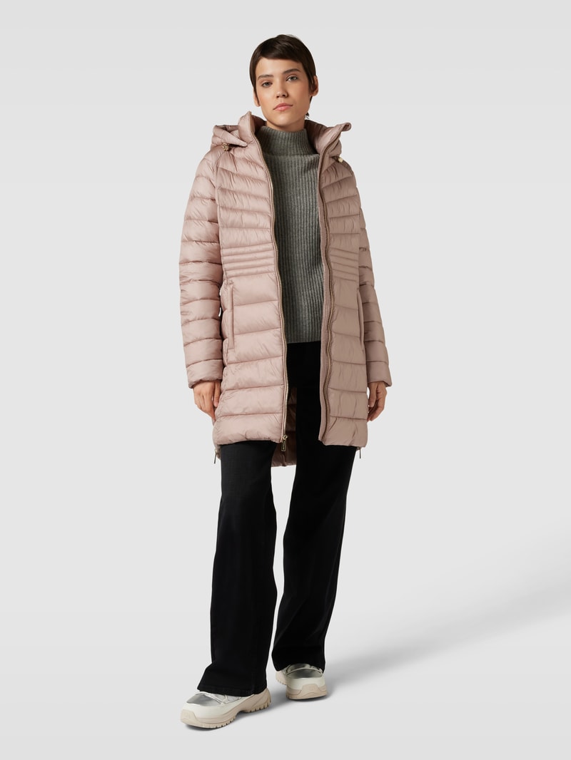 Steppjacke mit Kapuze Modell 'LONG LINE' in beige